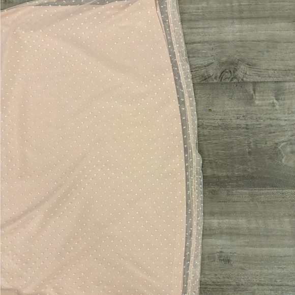 Adrianna Papell Blush Swiss Dot Sleeveless Blouse L – Ruffle Mesh Trim Top - Picture 5 of 9